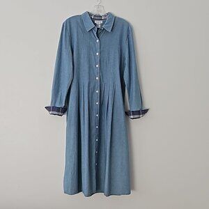 Talbots chambray full-button front maxi dress size 12